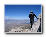 2005-09-10 Morrison (65) Janni on real summit with Boundary Peak (white) next to him in distance